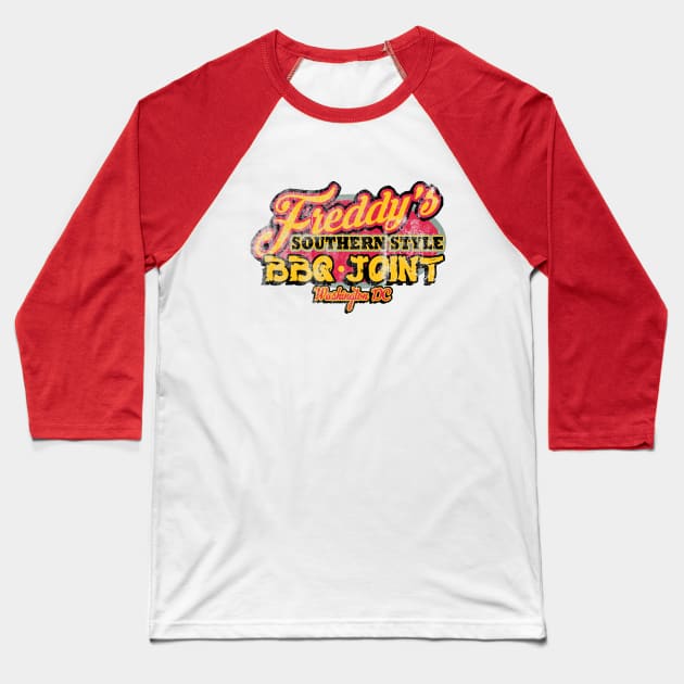Freddy's BBQ Joint, distressed Baseball T-Shirt by hauntedjack